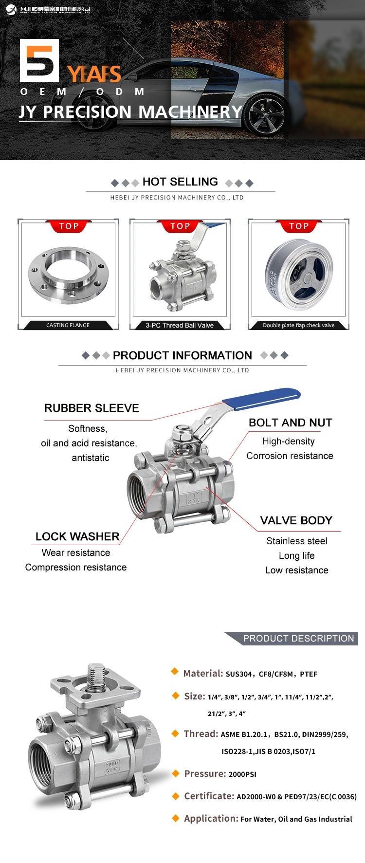 China Supplier Good Quality Investment Casting Lost Wax Casting Stainless Steel 304/316 Ball Valve for Valve Parts