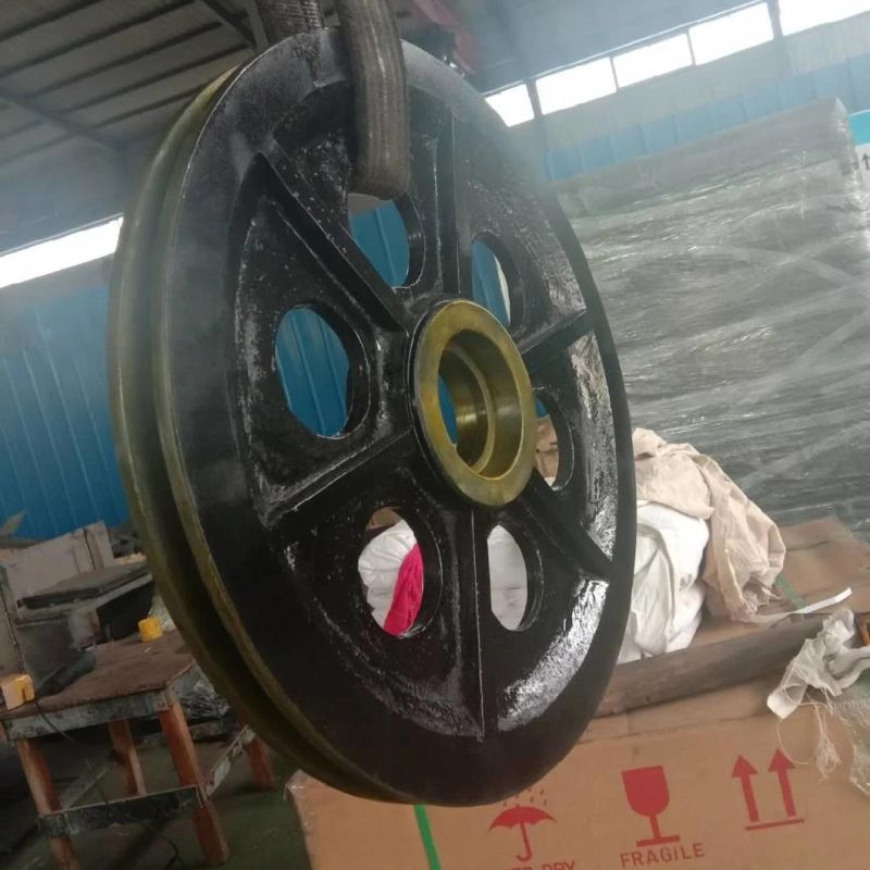 Custom Mining Machinery Lifting Parts Crane Large Diameter Casting Gray Iron Rope Sheave Pulley Wheel