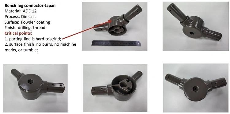 Custom Aluminum Alloy Die Casting for Bench Leg with Electroplating
