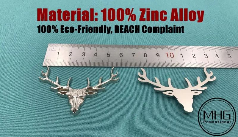 Custom Moulded Logo 3D Zinc Alloy Metal Parts for Decoration