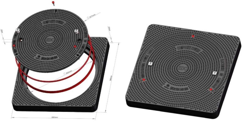 High Quality Clear Open 800mm SMC Composite Watertight Round Manhole Cover and Frame Resin Waterproof Heavy Duty Manhole Cover FRP GRP Lock Seal Manhole Cover