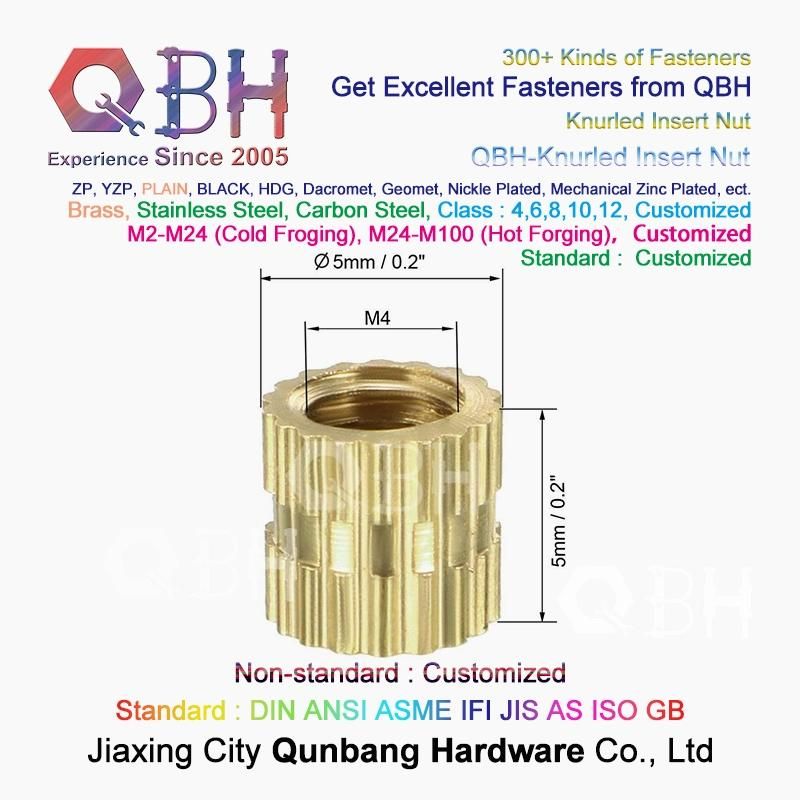 Qbh Customized Brass Copper Round Head Blind Knurled Double Internal Thread Insert Rod Nipple Connector Contacting Fitting