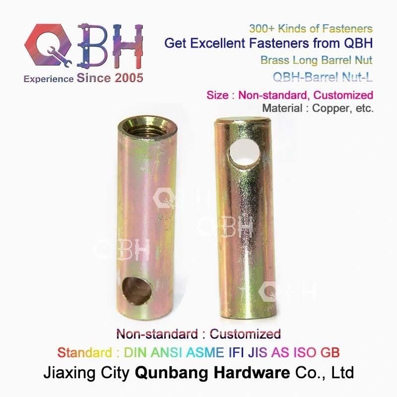 Qbh Standard & Customized Female Negative Thread Sleeve Barrel Cross-Bar Cross Rod Hole Slotted Furniture Spare Nut Part