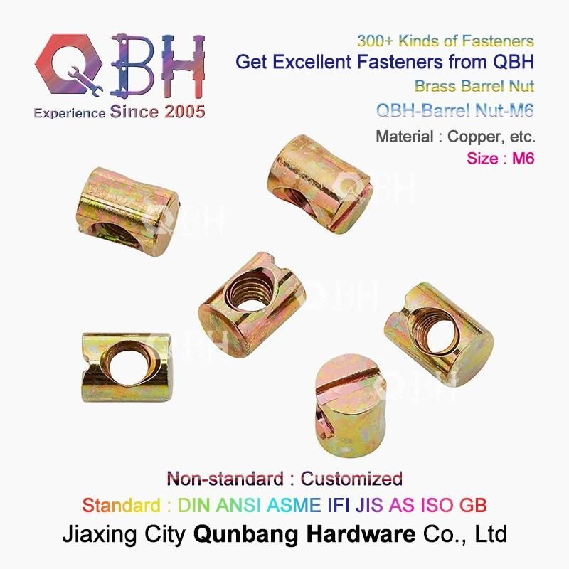 Qbh Standard & Customized Female Negative Thread Sleeve Barrel Cross-Bar Cross Rod Hole Slotted Furniture Spare Nut Part