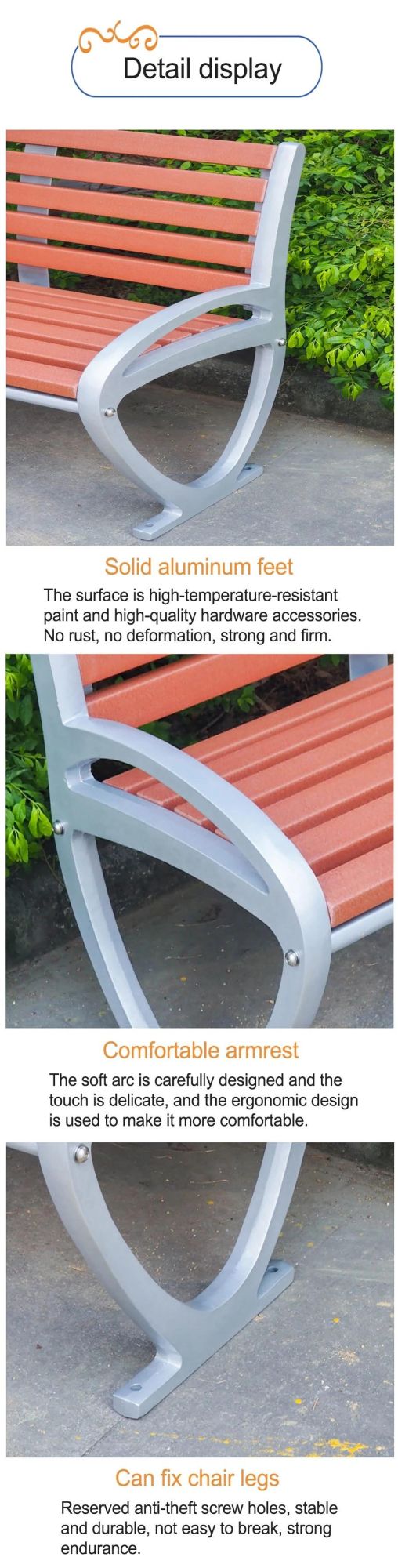 OEM Aluminum/Aluminium Die Casting Bench Legs for Outdoor Park