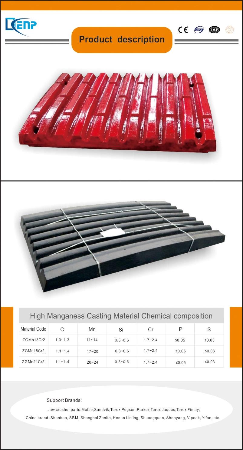 High Manganese Steel Customized Jaw Plate for Jaw Crusher