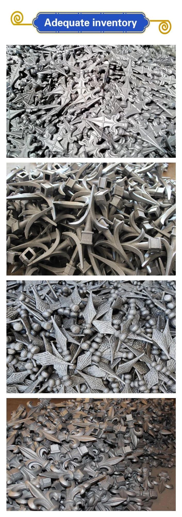OEM Ornamental Assembled Safety Fence Gate Accessories Cast Iron Fencing Spearheads for Garden Decoration
