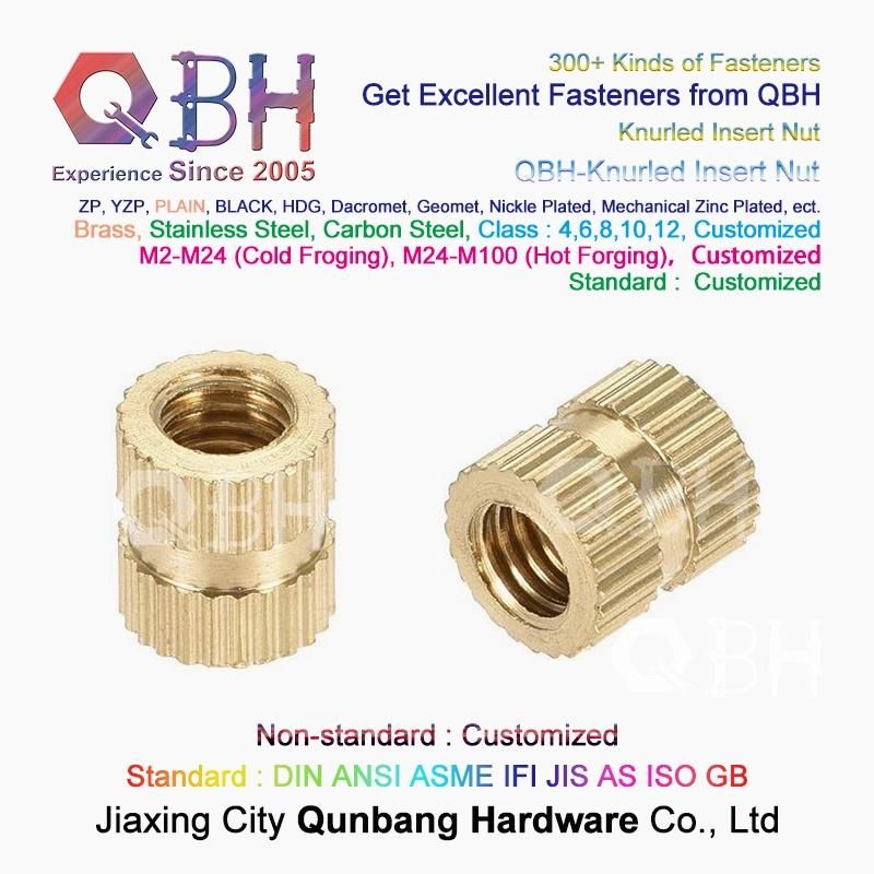 Qbh Customized Brass Copper Round Head Blind Knurled Double Internal Thread Insert Rod Nipple Connector Contacting Fitting