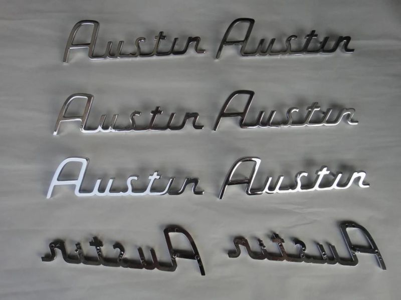 Customized Die Casting Zinc Alloy Adhesive Shiny Silver Car Logo License Plate