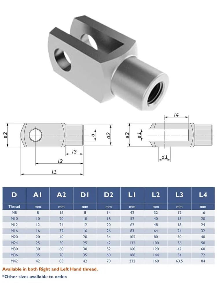 Densen Customized Carbon Steels Forgings Tension System Components for Modern Architecture, Fork Ends or End Fittings