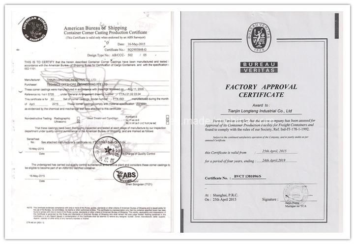 Steel Fitting ISO 1161 Standard Shipping Container Corner Castings