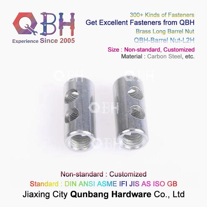 Qbh Standard & Customized Female Negative Thread Sleeve Barrel Cross-Bar Cross Rod Hole Slotted Furniture Spare Nut Part